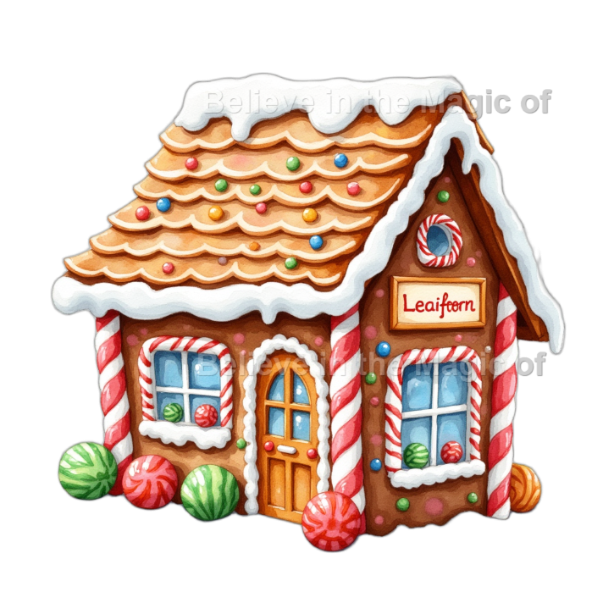 Candyland Village Clipart Set – 80 Watercolor Gingerbread House Illustrations (40 PNG + 40 JPG) Sweet Christmas Candyland Art