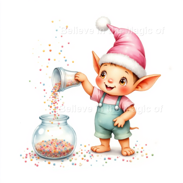 Candyland Elf Clipart – 60 Sweet Watercolor Christmas Illustrations