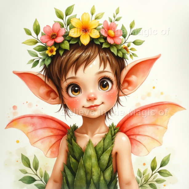 Magical Forest Elf Clipart Set – 48 Watercolor Illustrations (24 PNG + 24 JPG) Fantasy Woodland Elves with Leaf Crowns and Glowing Wings - Image 25