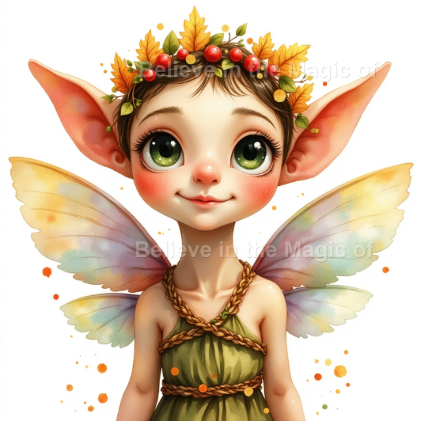 Magical Forest Elf Clipart Set – 48 Watercolor Illustrations (24 PNG + 24 JPG) Fantasy Woodland Elves with Leaf Crowns and Glowing Wings - Image 9
