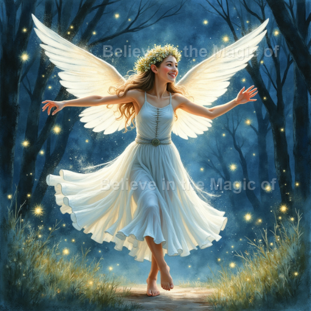 Magical Forest Elf Clipart Set – 48 Watercolor Illustrations (24 PNG + 24 JPG) Fantasy Woodland Elves with Leaf Crowns and Glowing Wings - Image 5