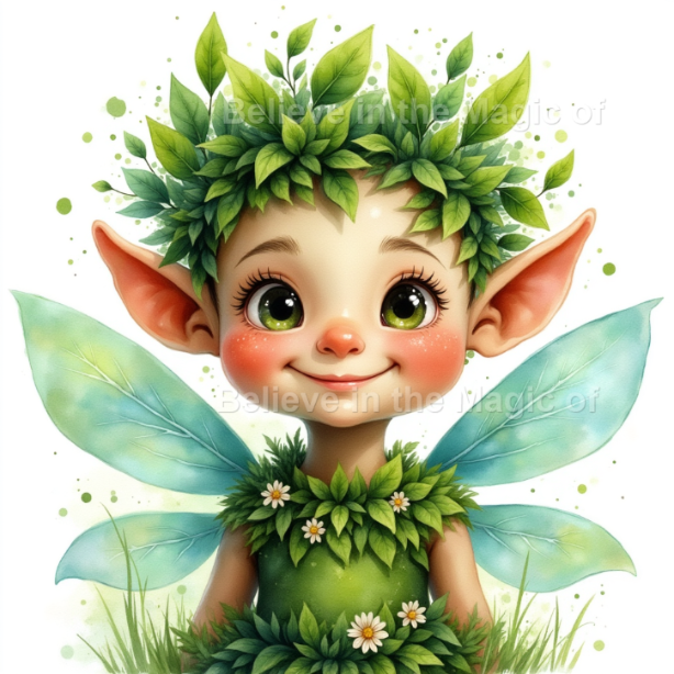 Magical Forest Elf Clipart Set – 48 Watercolor Illustrations (24 PNG + 24 JPG) Fantasy Woodland Elves with Leaf Crowns and Glowing Wings - Image 2